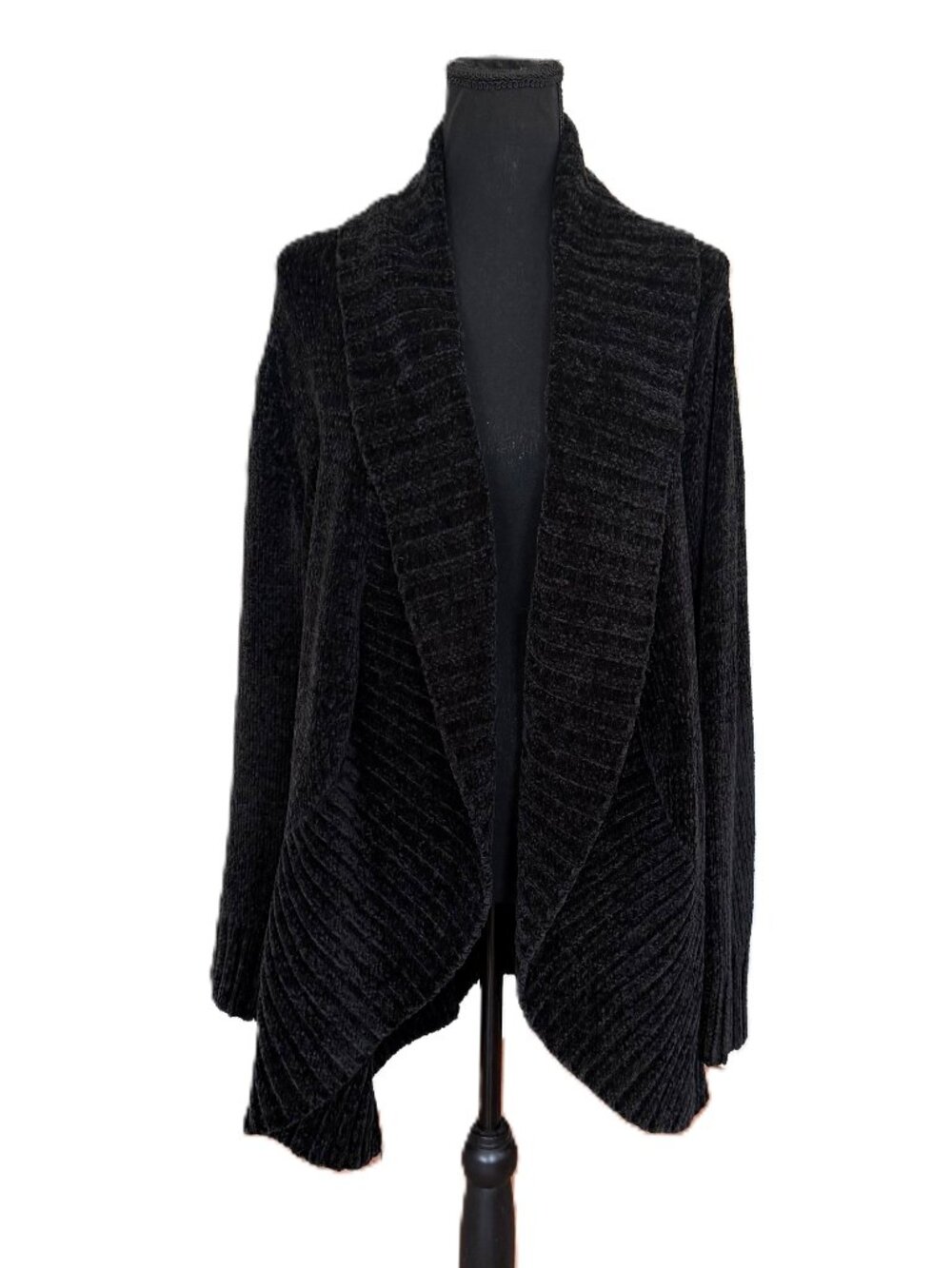 A New Day | Black Chenille Cardigan Women's Open Front Cozy | XL